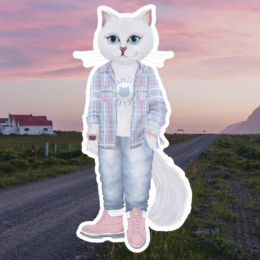 Country White Cat