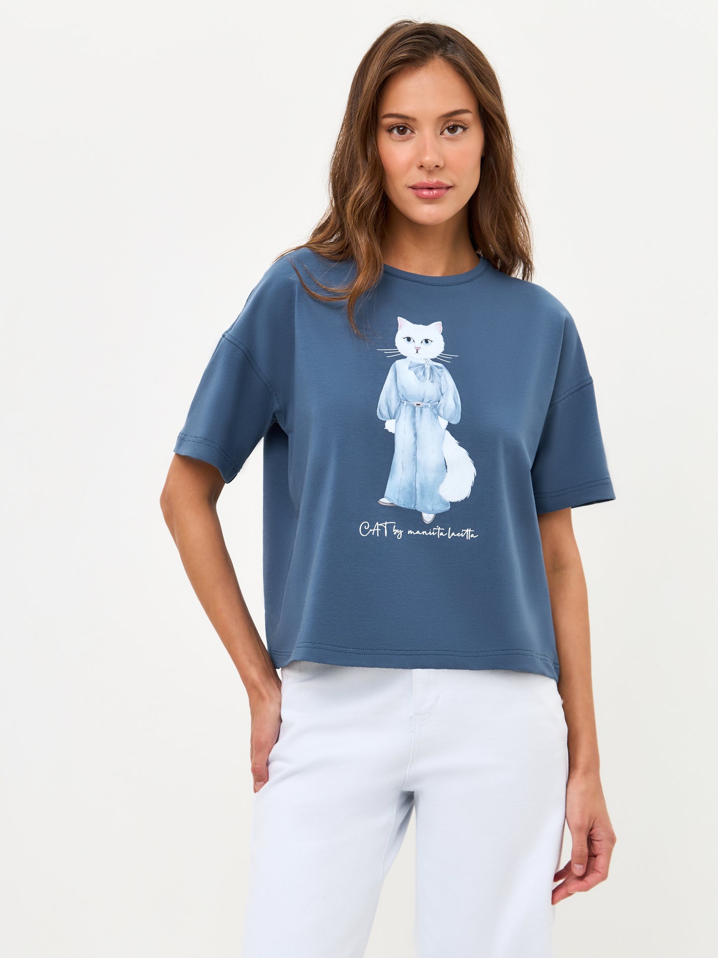 Blue Printed T-shirt DENIM CAT