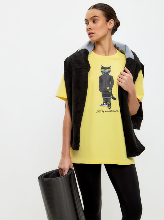 Yellow Printed oversized T-shirt SPORT CAT