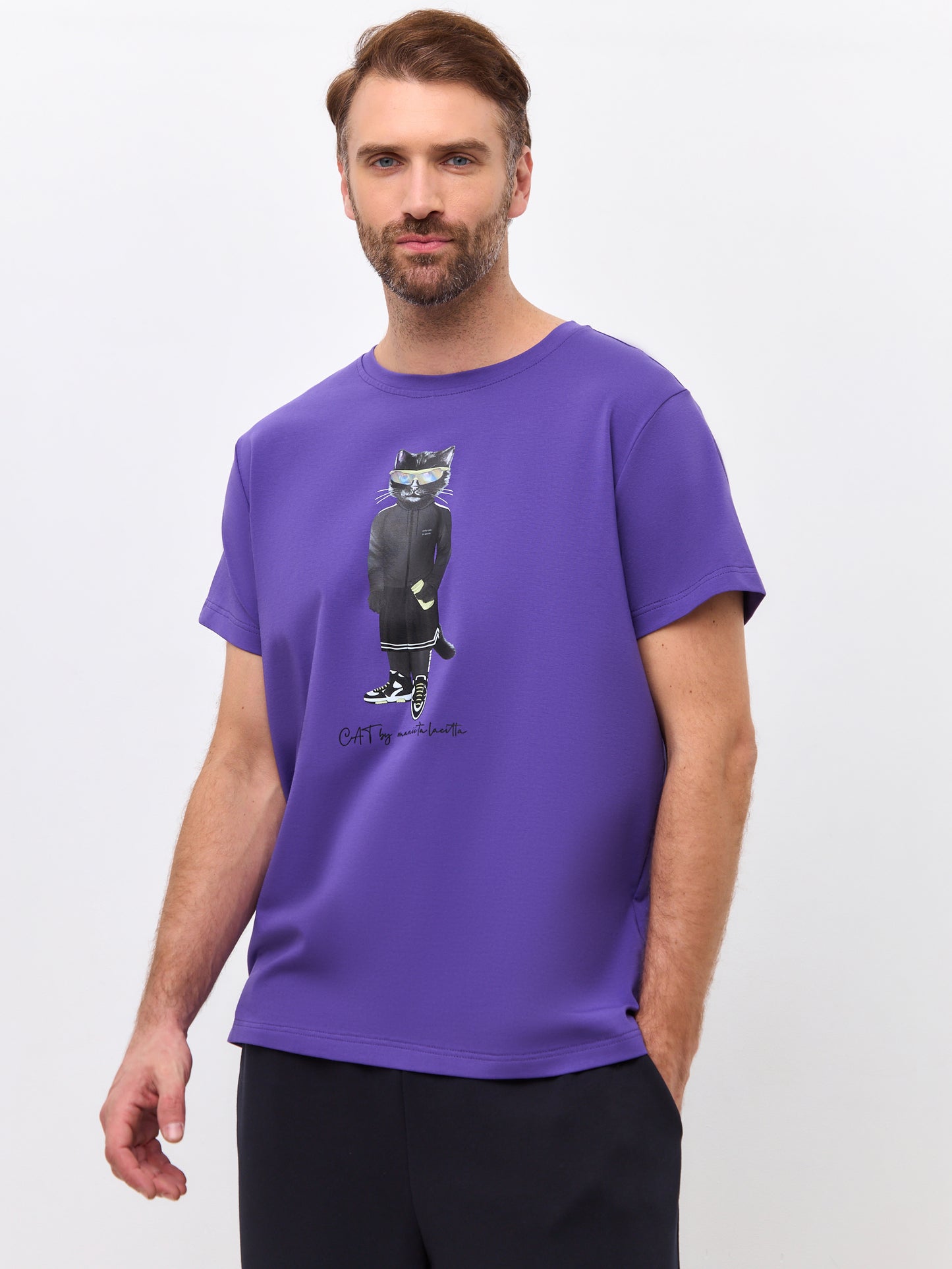 Purple Printed T-shirt SPORT CAT