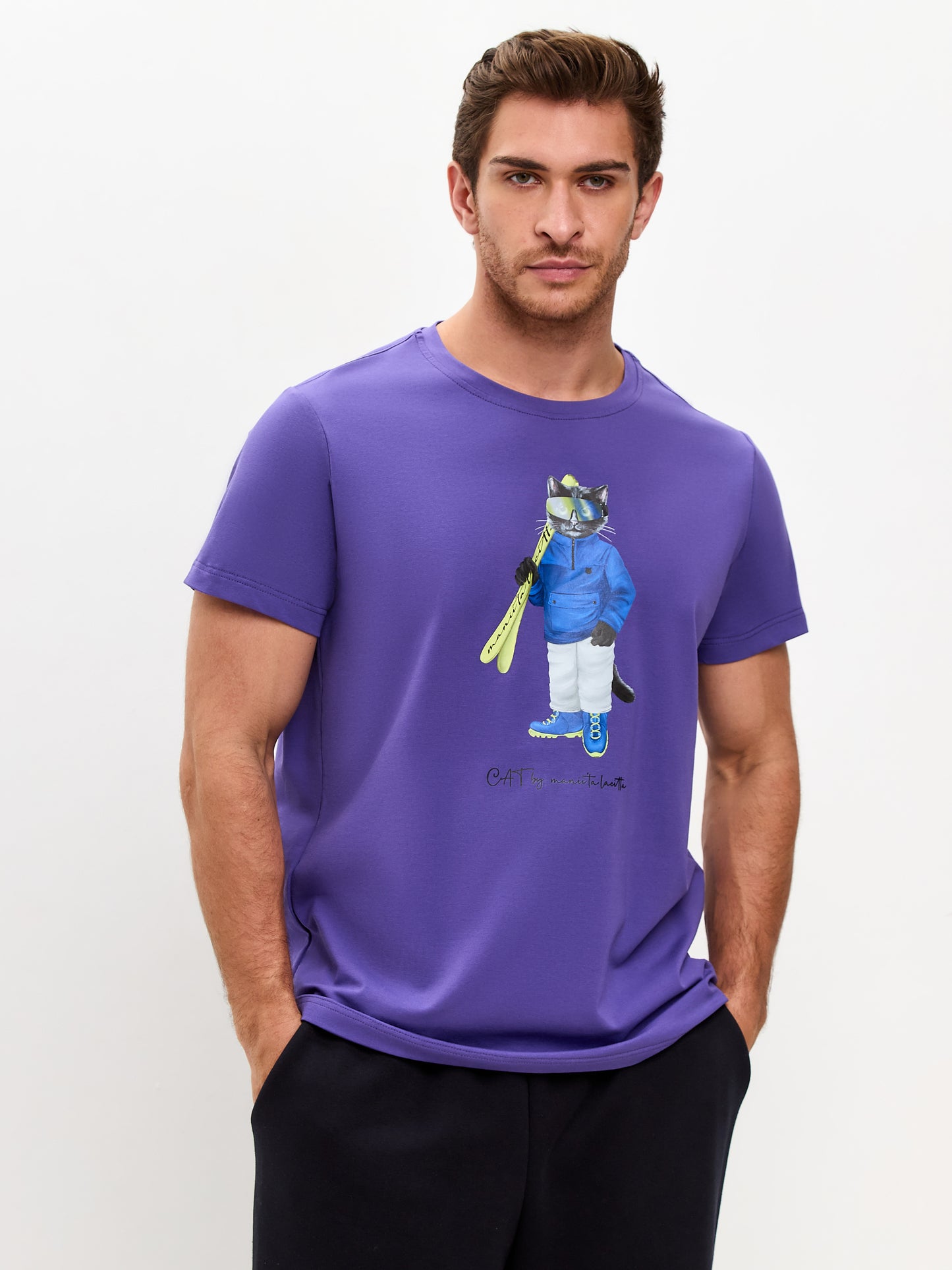 Purple Printed T-shirt SKI CAT