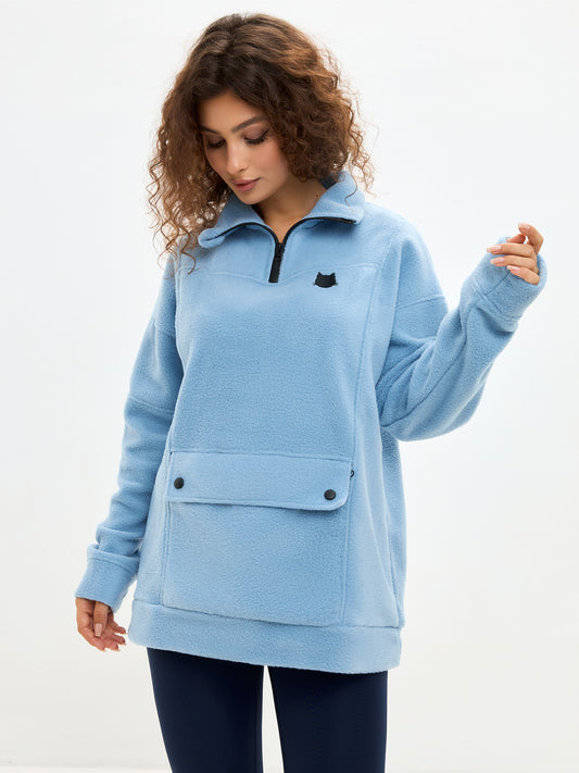 Blue Fleece sweatshirt CATFLEES - XS / Blue / Oversized - Fleece (recycled)