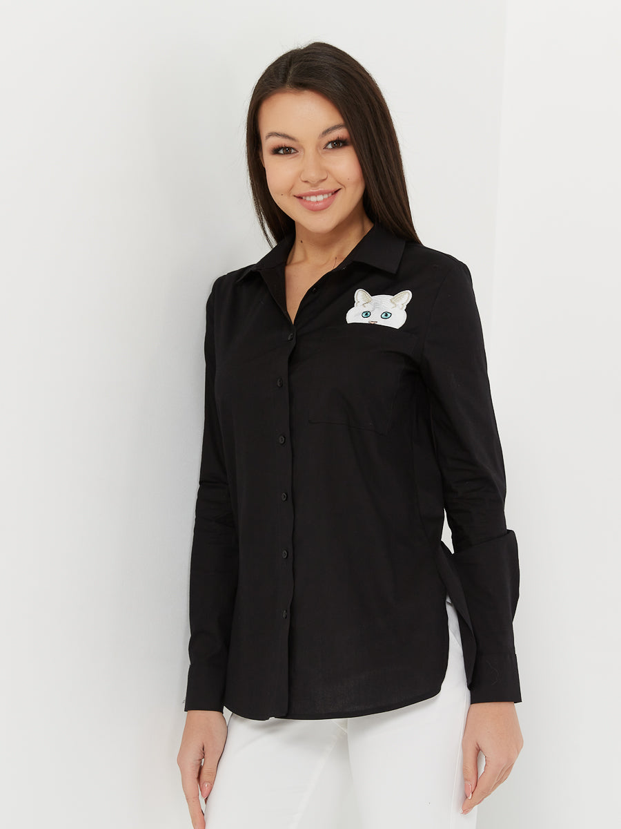 Black women’s shirt CAT - XS / Black / Regular - Shirt & Striped shirt