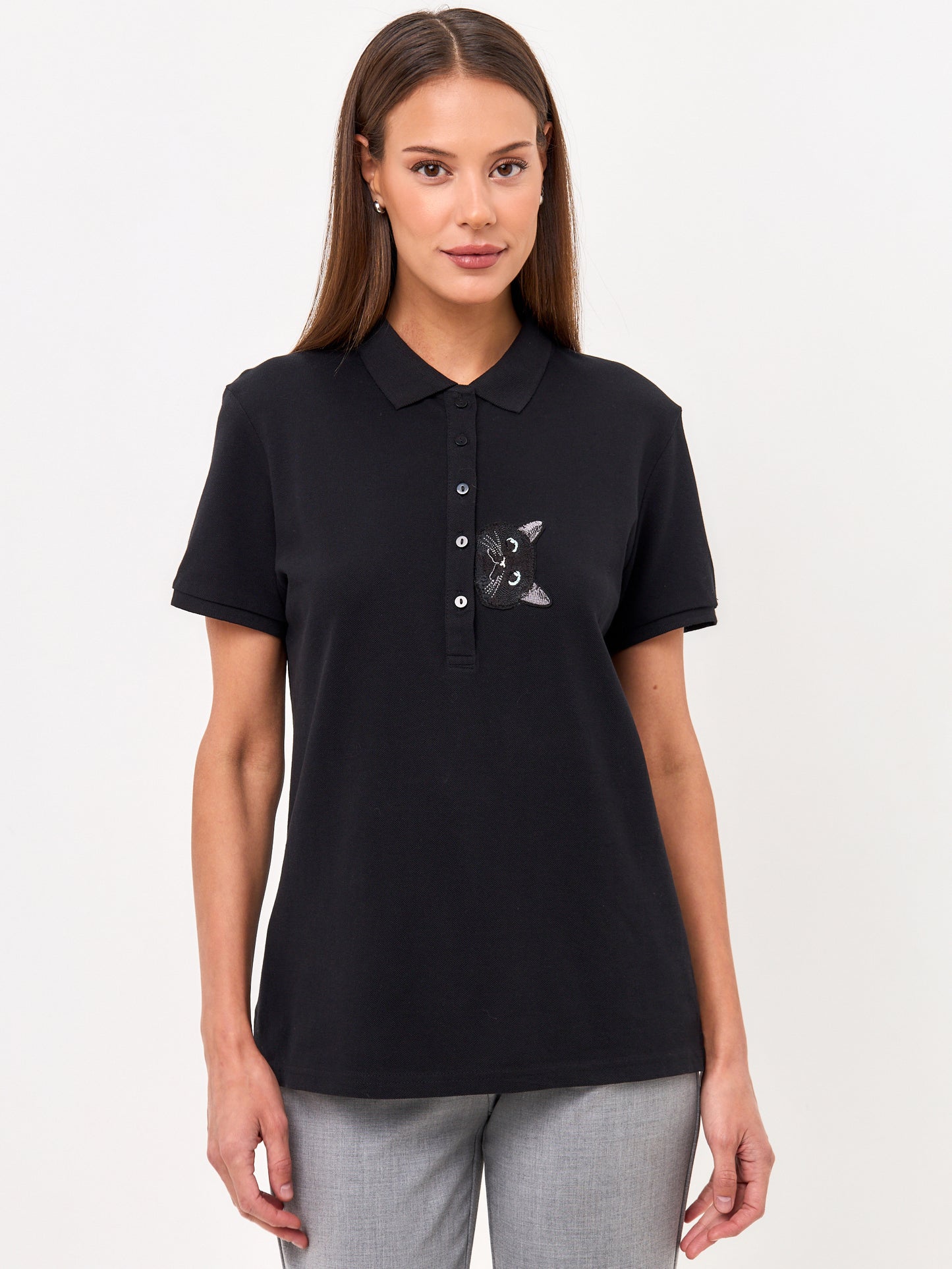 Camiseta Polo Negra CAT