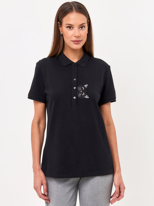 Black Polo T-shirt CAT