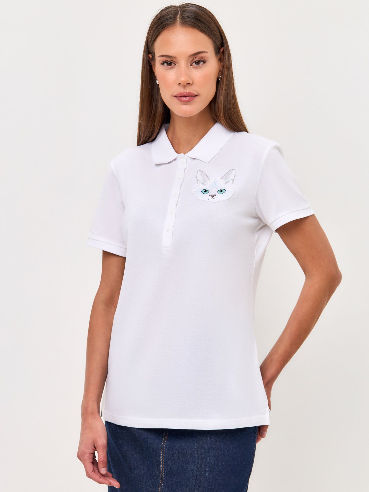 White Polo T-shirt CAT - XS / White / Regular - Polo t-shirt & dress