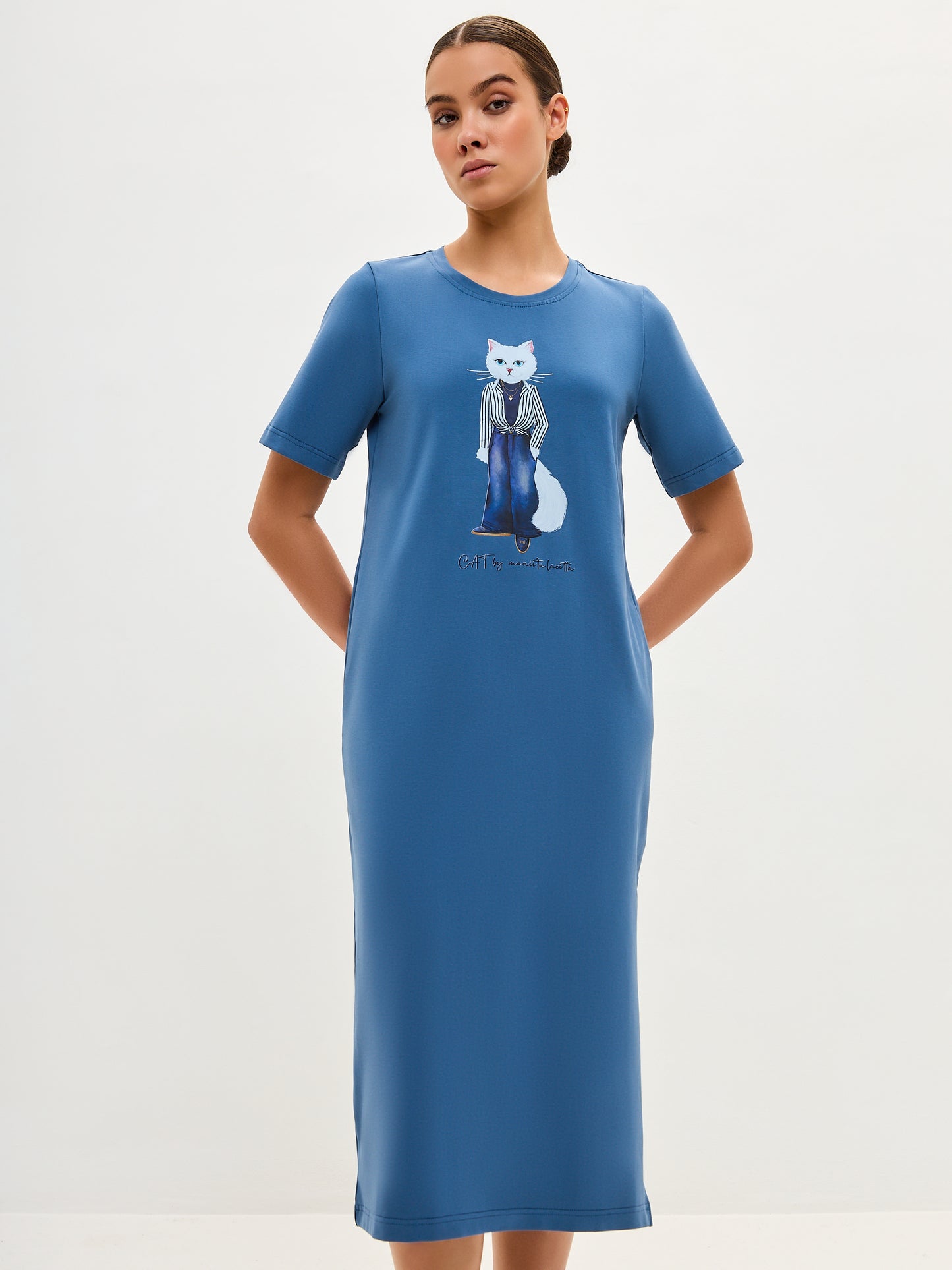 Blue Printed Dress COUNTRY WHITE CAT