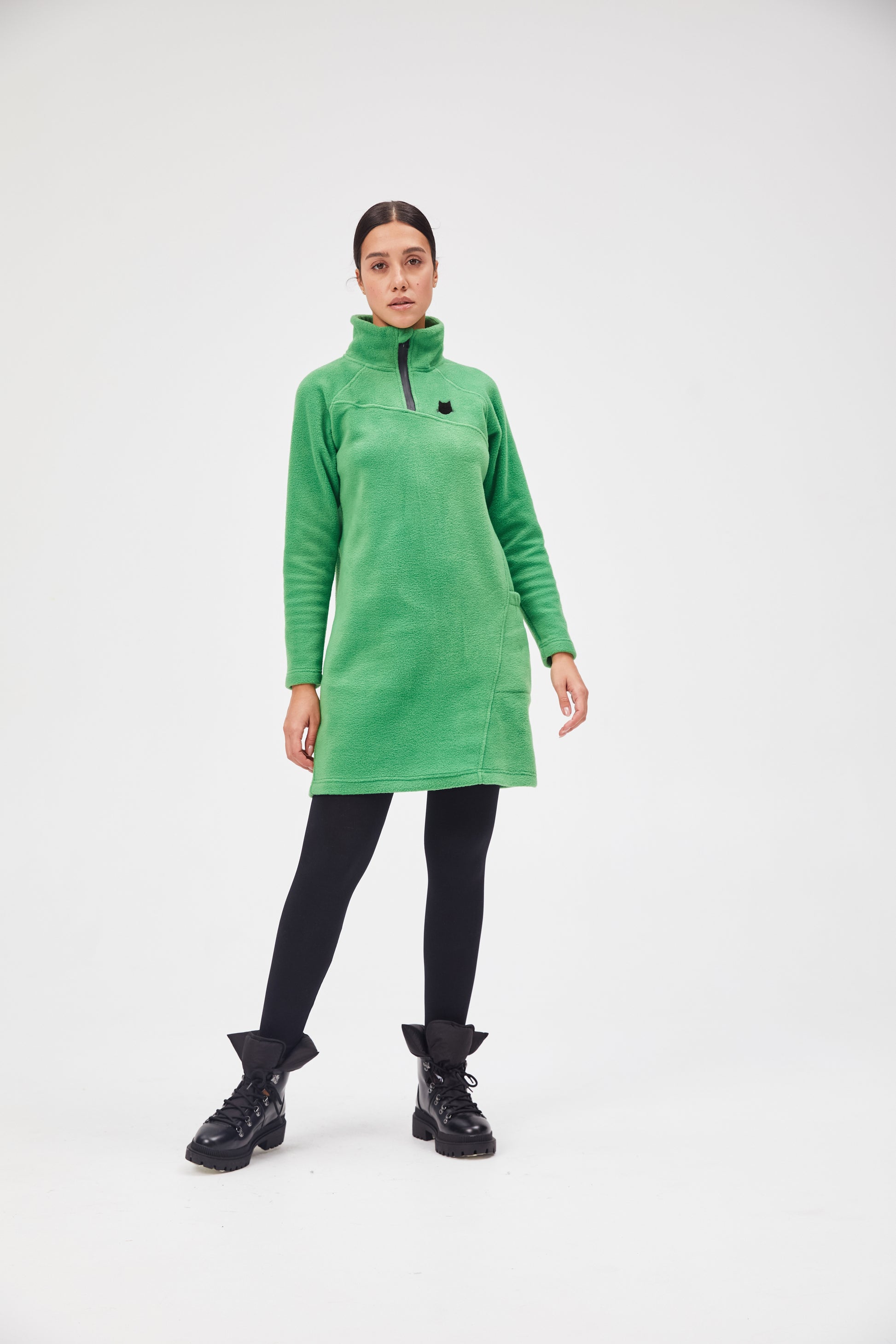 Green Fleece dress CATDREFLEES - Fleece (recycled)