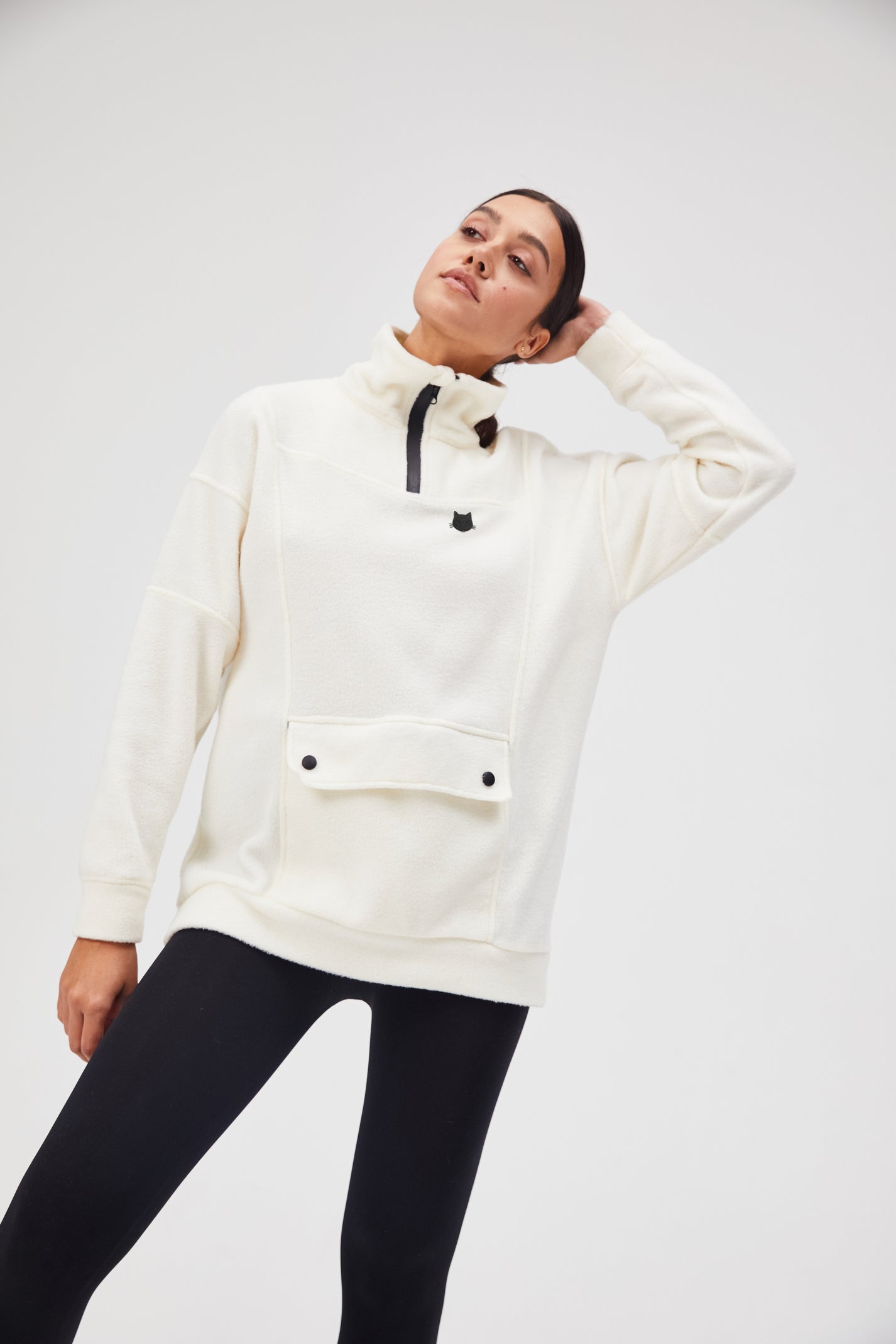 White Fleece sweatshirt - Fleece (recycled)