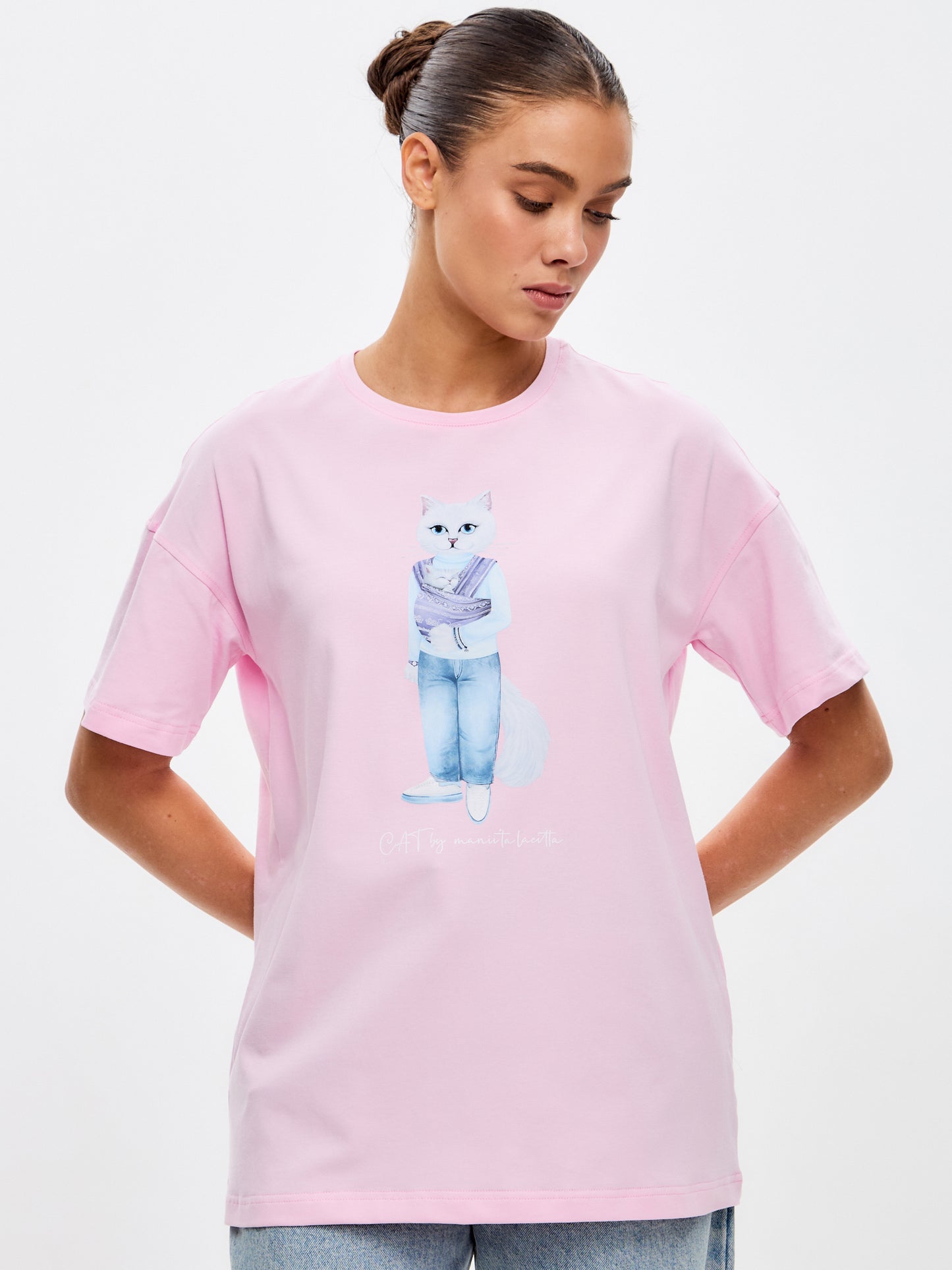 Pink Printed T-shirt MOTHER CAT