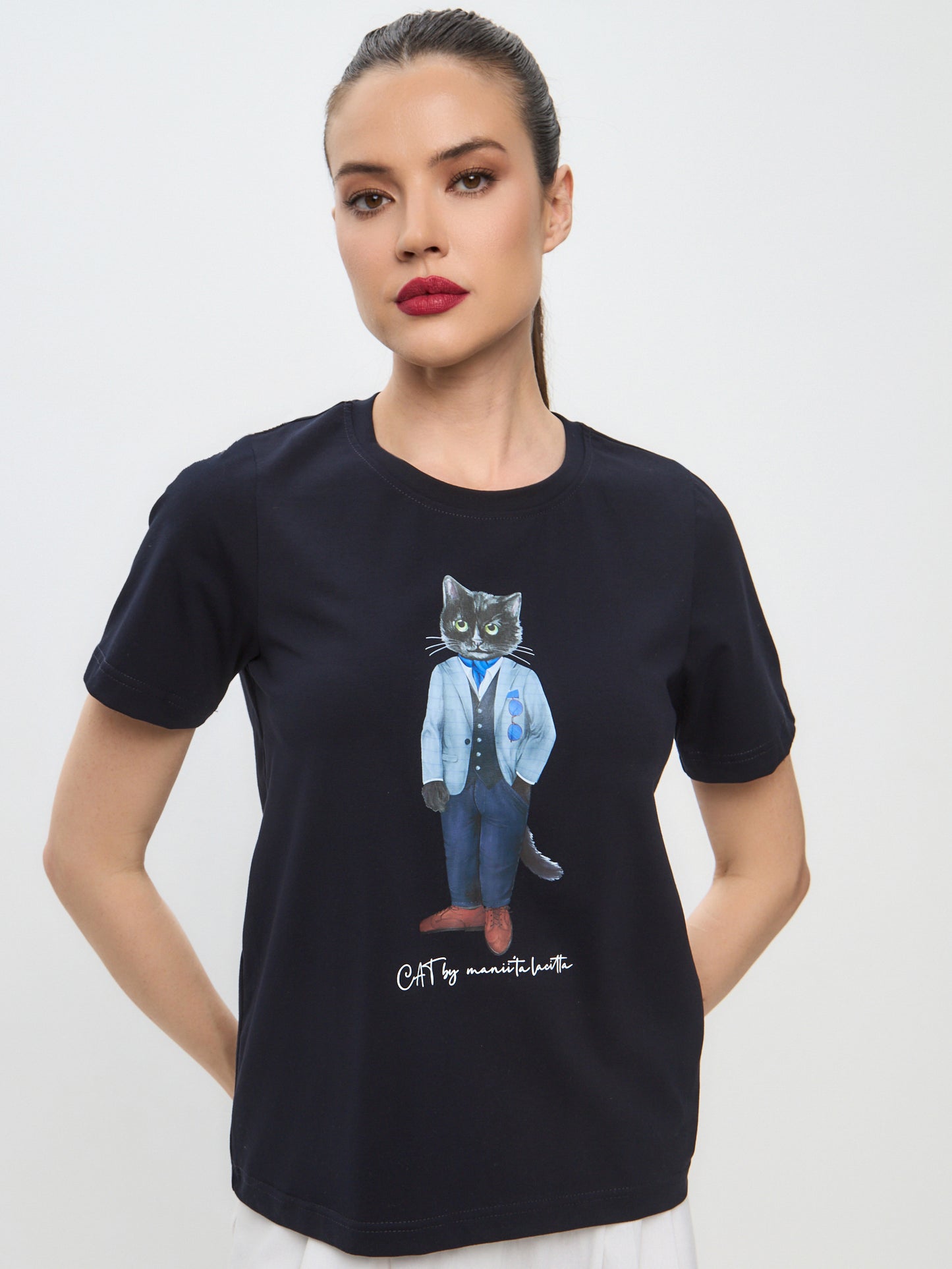 Blue Printed T-shirt SUIT CAT