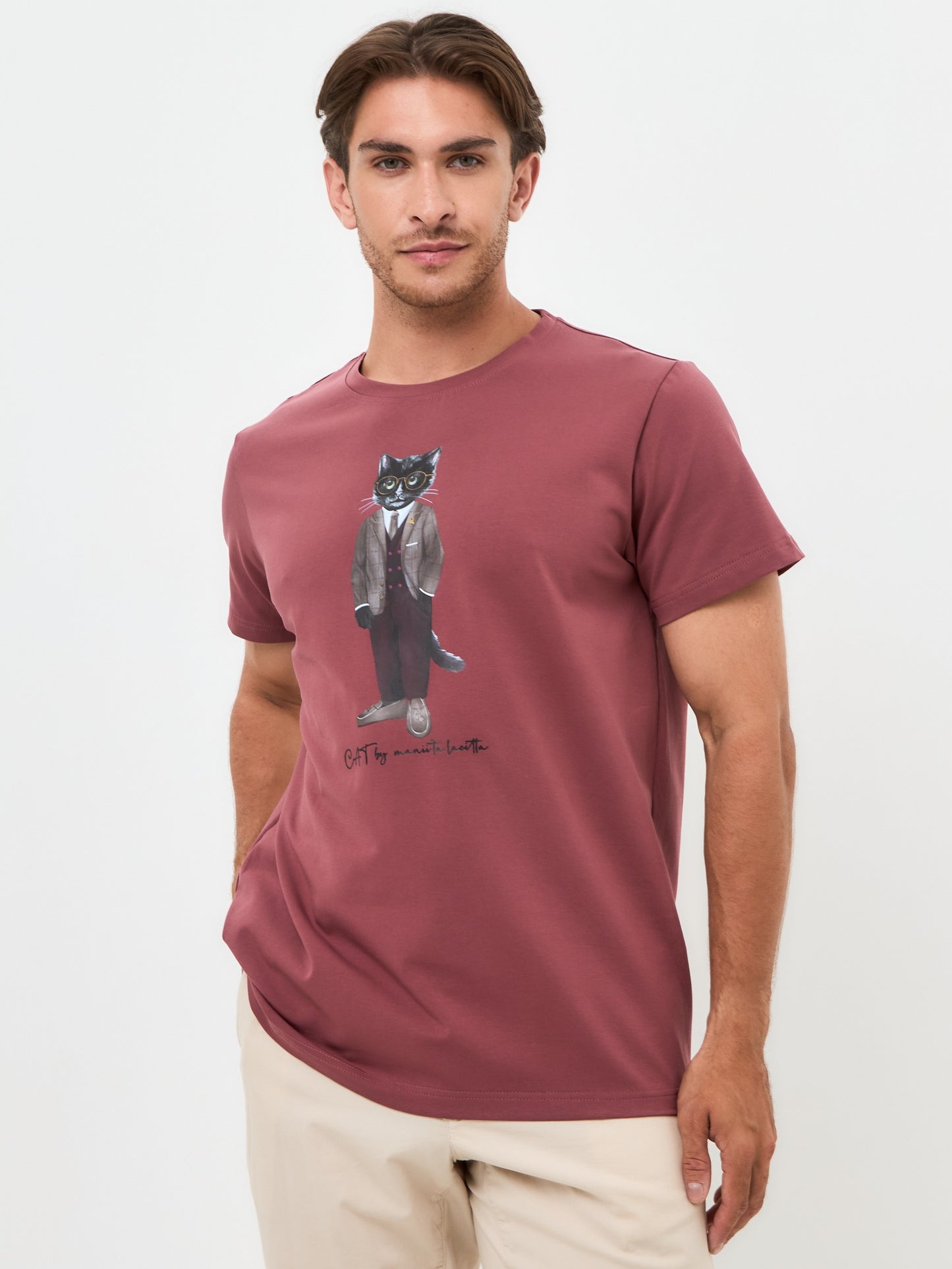 Red Printed T-shirt PROFESSOR CAT