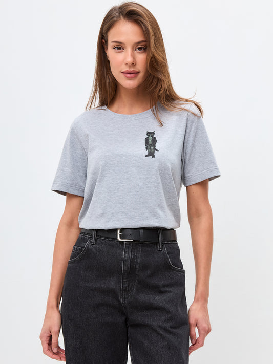 Grey Printed T-shirt ROCKER CAT