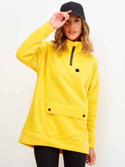 Yellow Fleece sweatshirt CATFLEES - XS / Yellow / Oversized - Fleece (recycled)