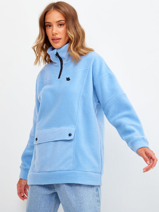 Blue Fleece sweatshirt - XS / Blue / Oversized - Fleece (recycled)