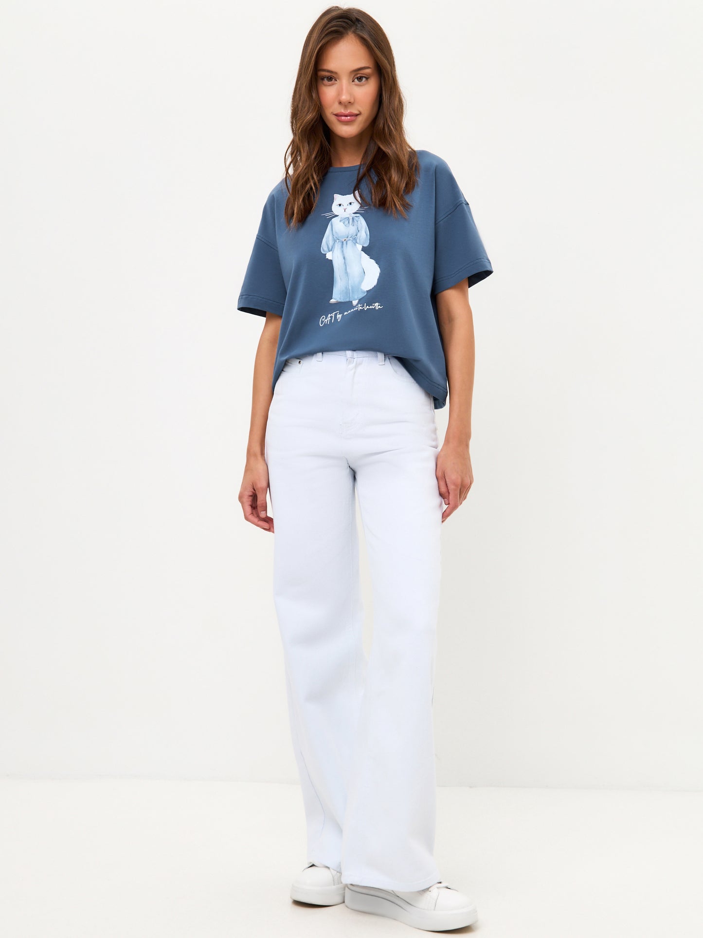 Blue Printed T-shirt DENIM CAT