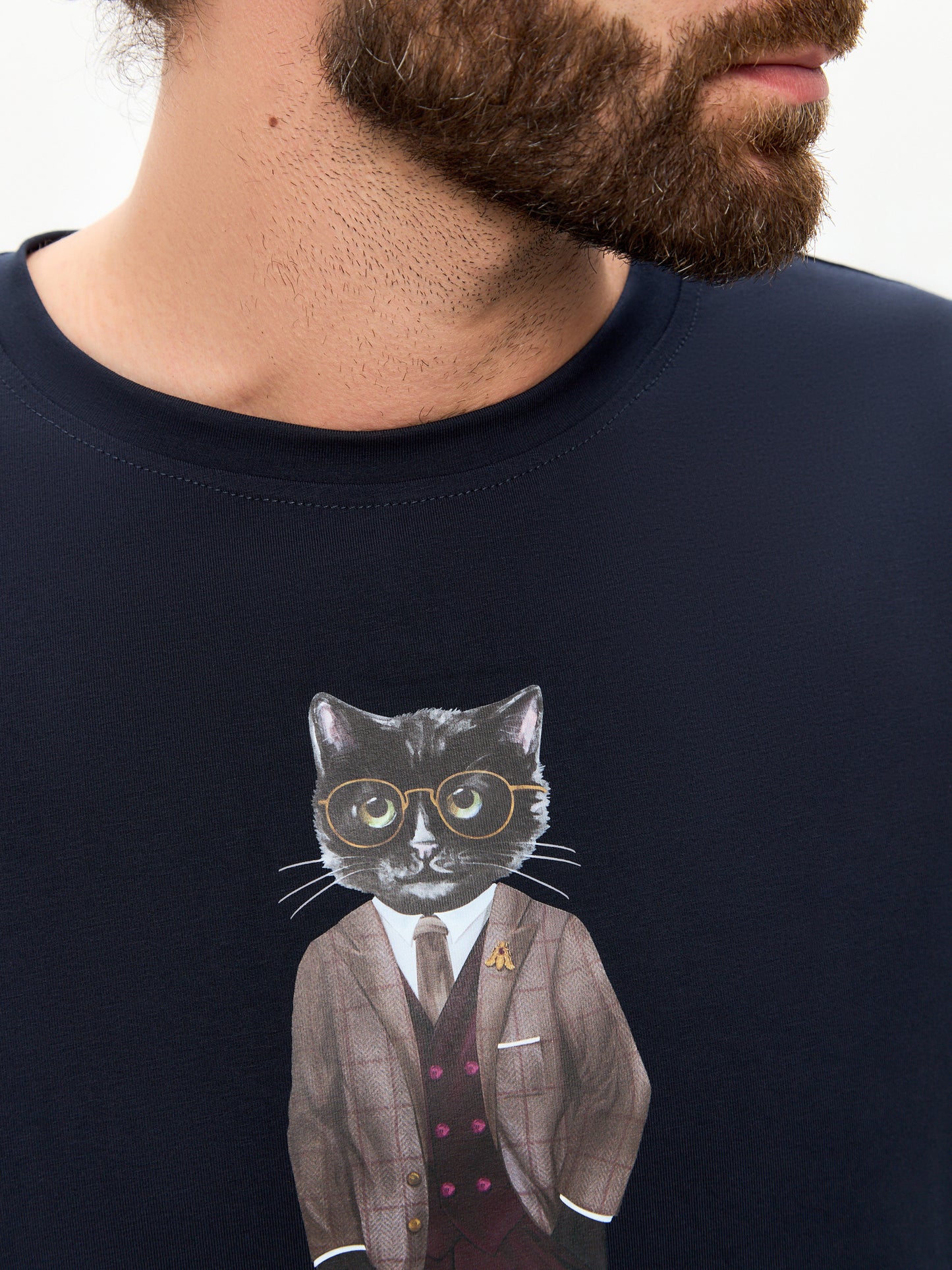 Blue Printed T-shirt PROFESSOR CAT - T-shirt