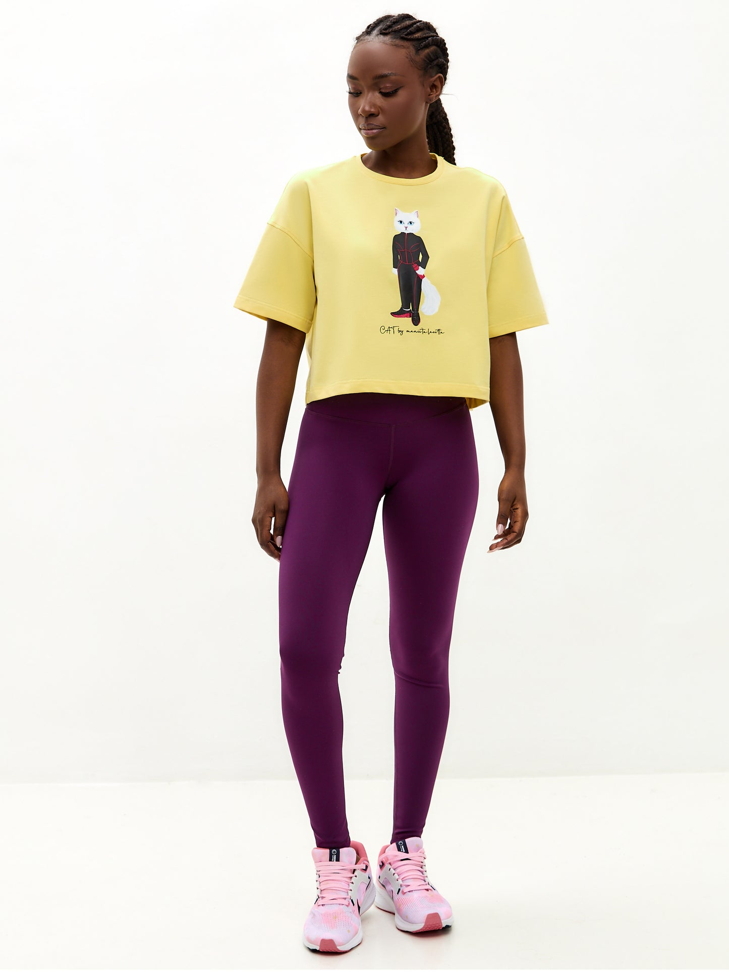 Yellow Printed short oversized T-shirt SPORT CAT