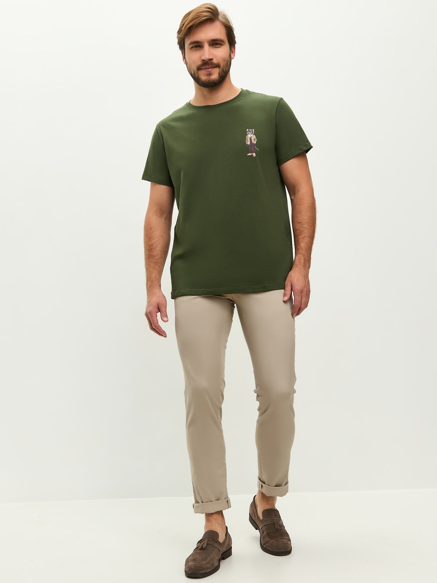 Khaki Printed T-shirt PROFESSOR CAT