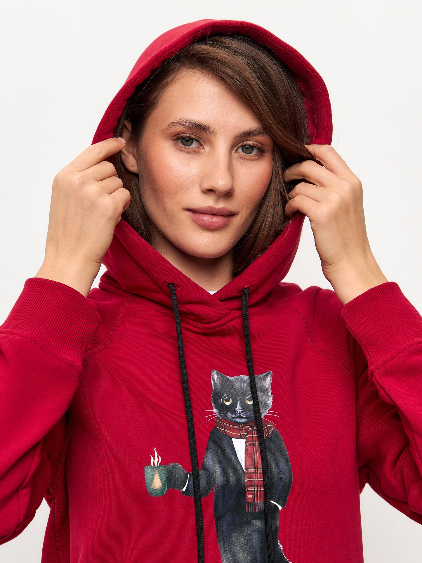 New Year set: red sports chic women's suit over-hoodie and sweatpants New Year