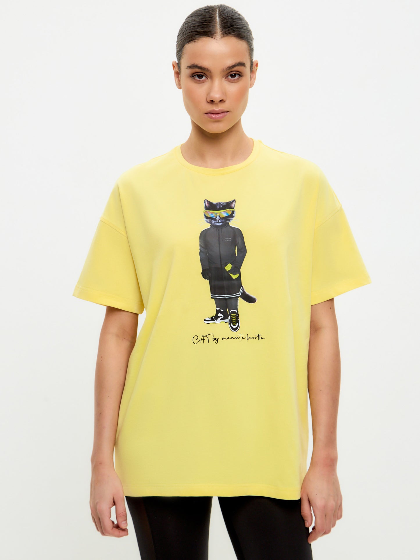 Yellow Printed oversized T-shirt SPORT CAT