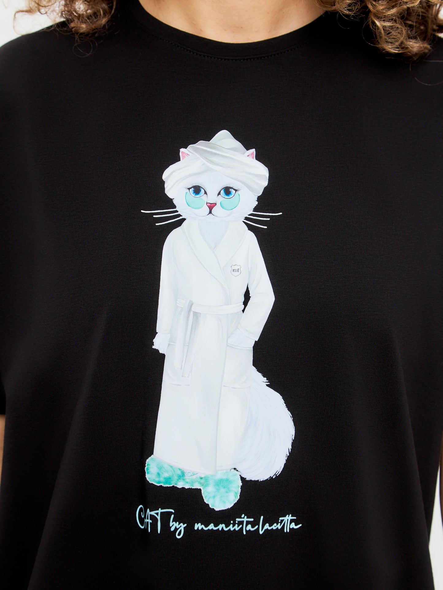 Black Printed oversized T-shirt SPA CAT