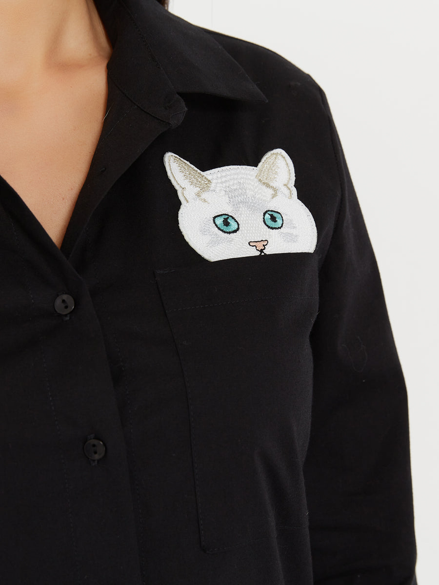 Schwarzes Polo-T-Shirt CAT