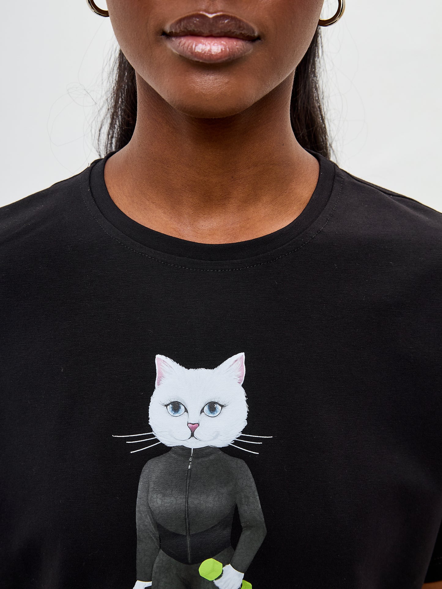 Black Printed short oversized T-shirt SPORT CAT - T-shirt