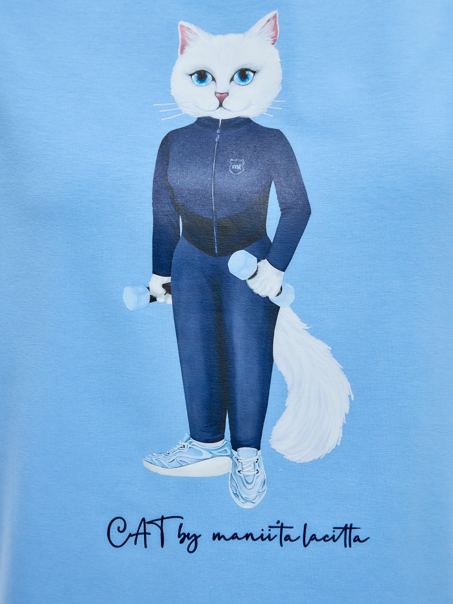 Blue Printed T-shirt SPORT WHITE CAT - T-shirt