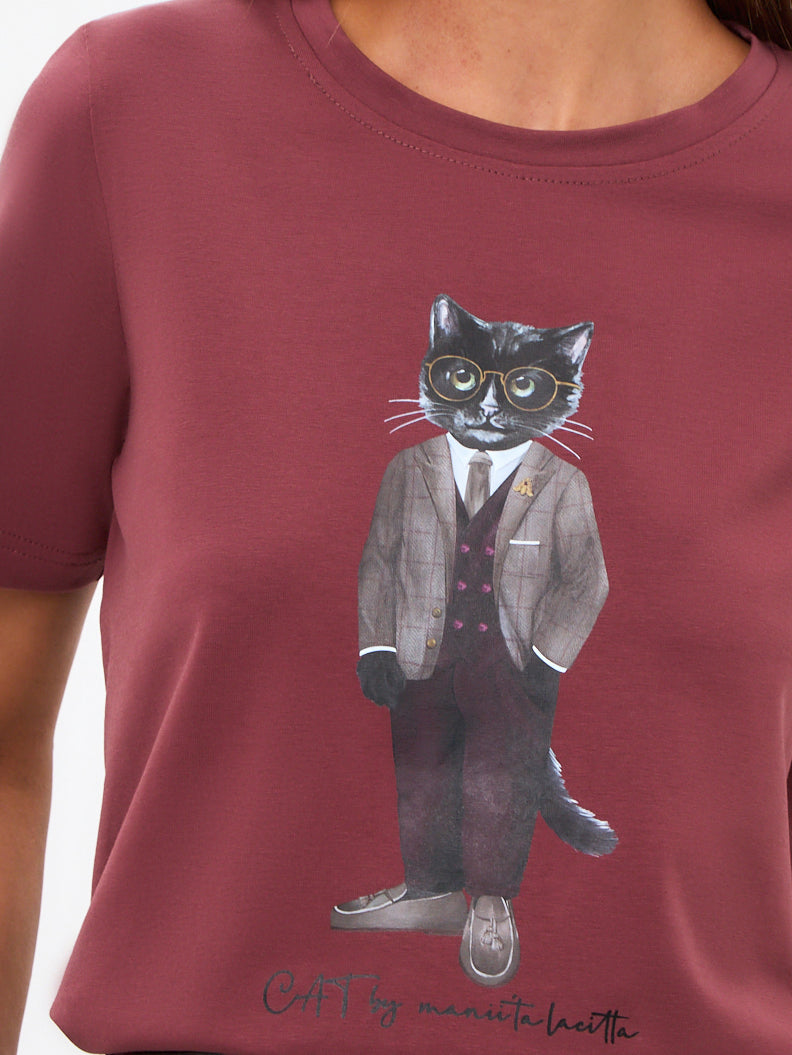 Red Printed T-shirt PROFESSOR CAT