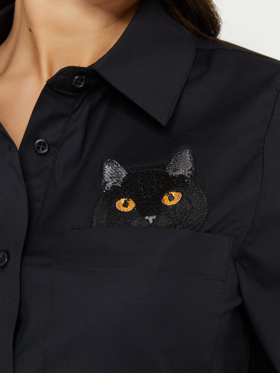 Schwarzes Polo-T-Shirt CAT