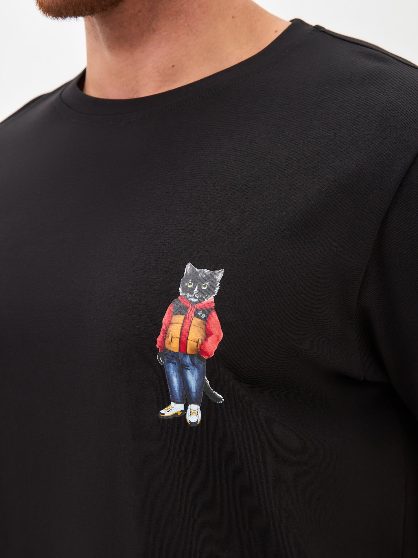 Black Printed T-shirt SPORT CASUAL CAT