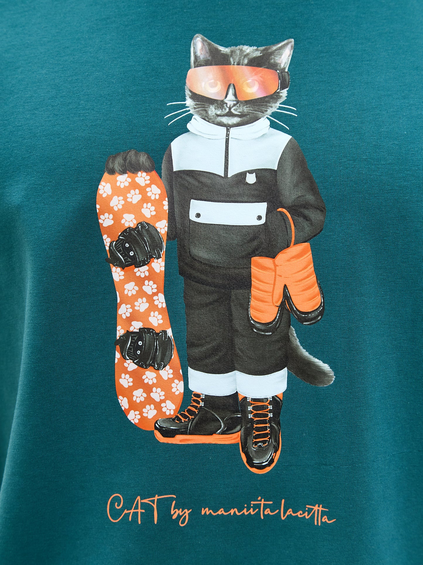 Blue Printed T-shirt SNOWBOARD CAT