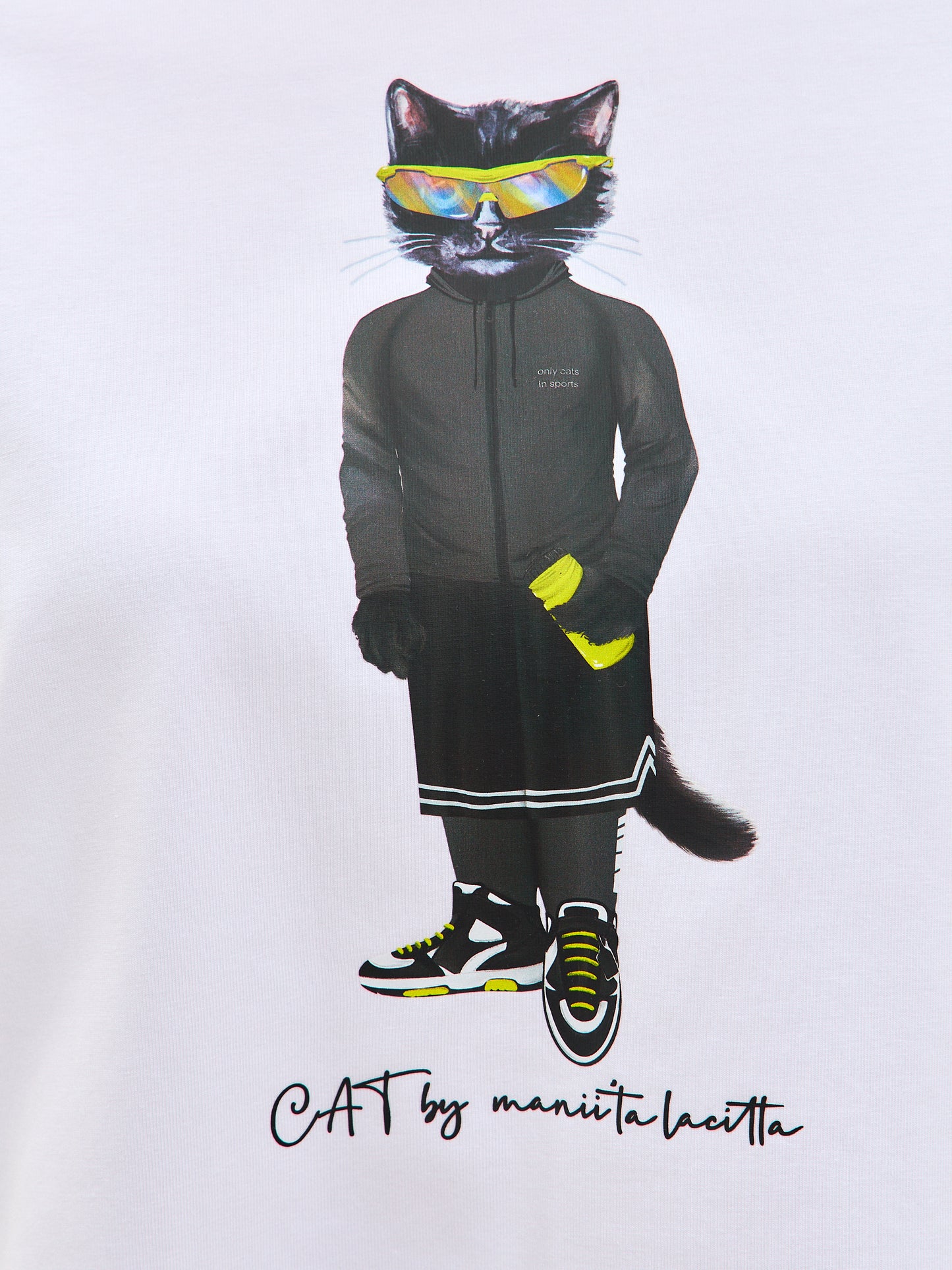 White Printed short oversized T-shirt SPORT CAT