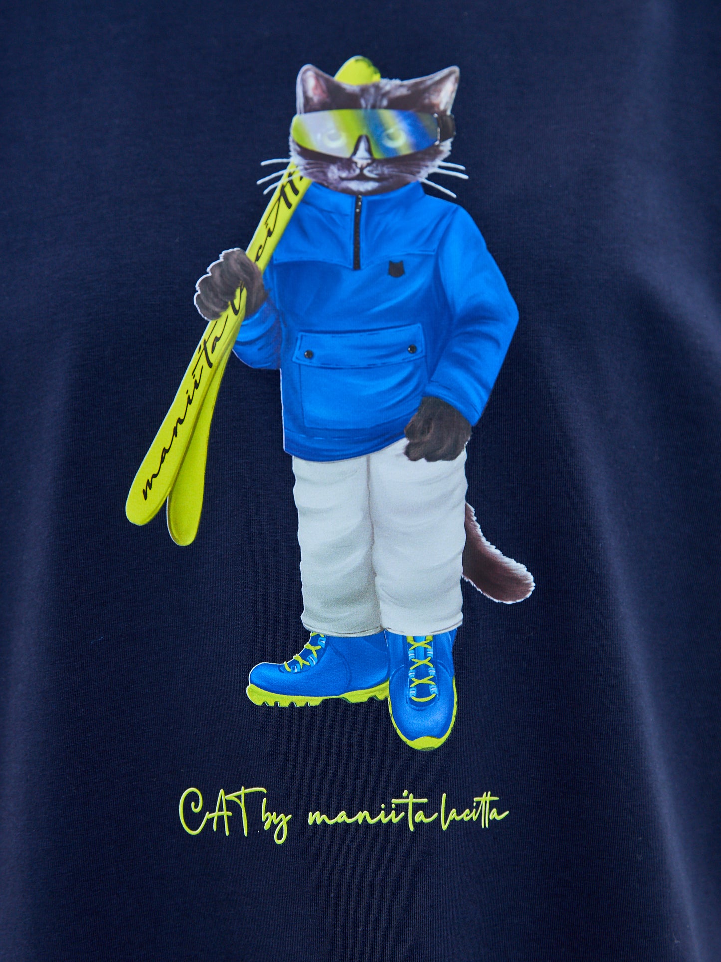 Blue Printed T-shirt SKI CAT