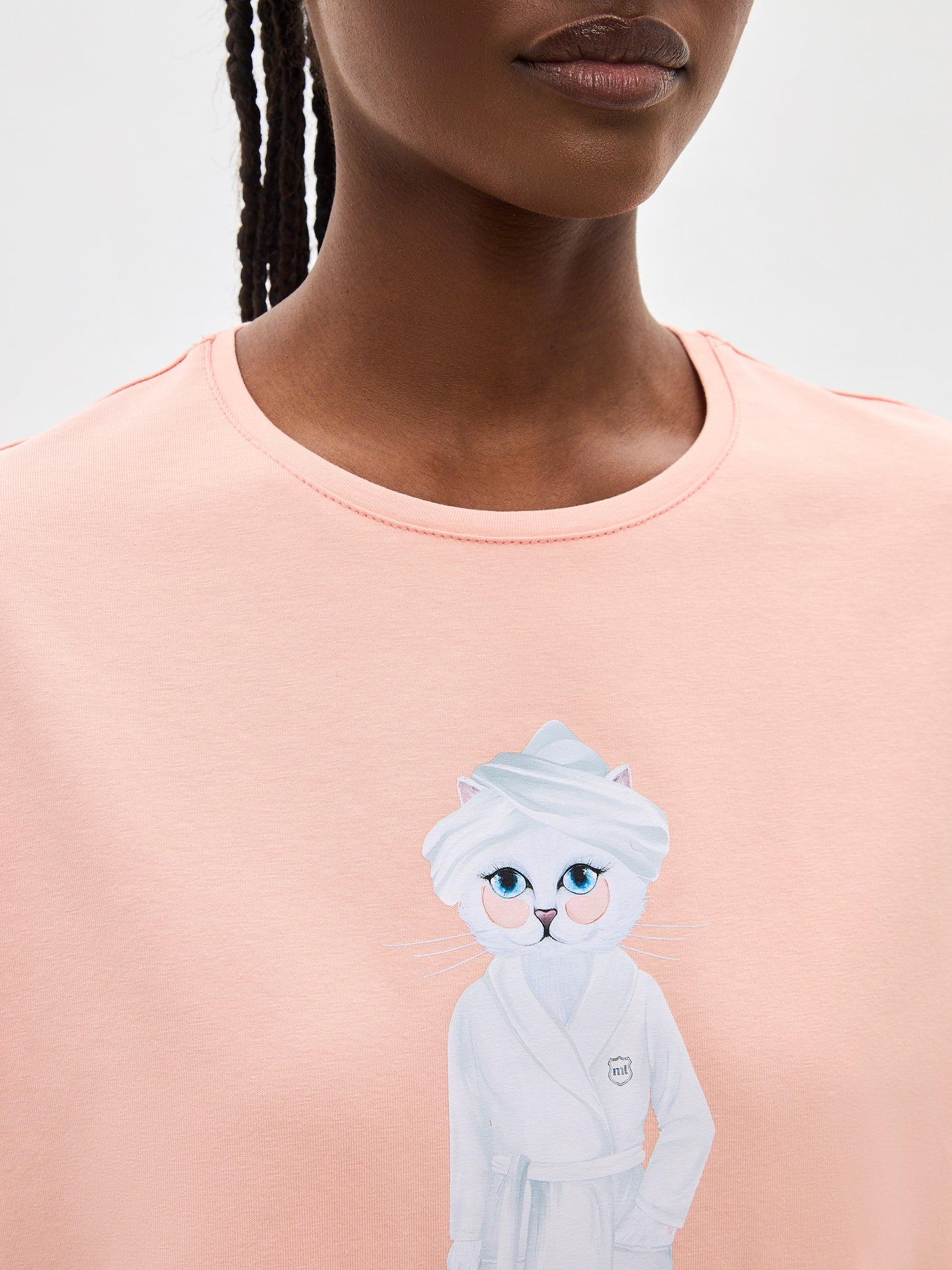 Beige Printed oversized T-shirt SPA CAT - Loungewear