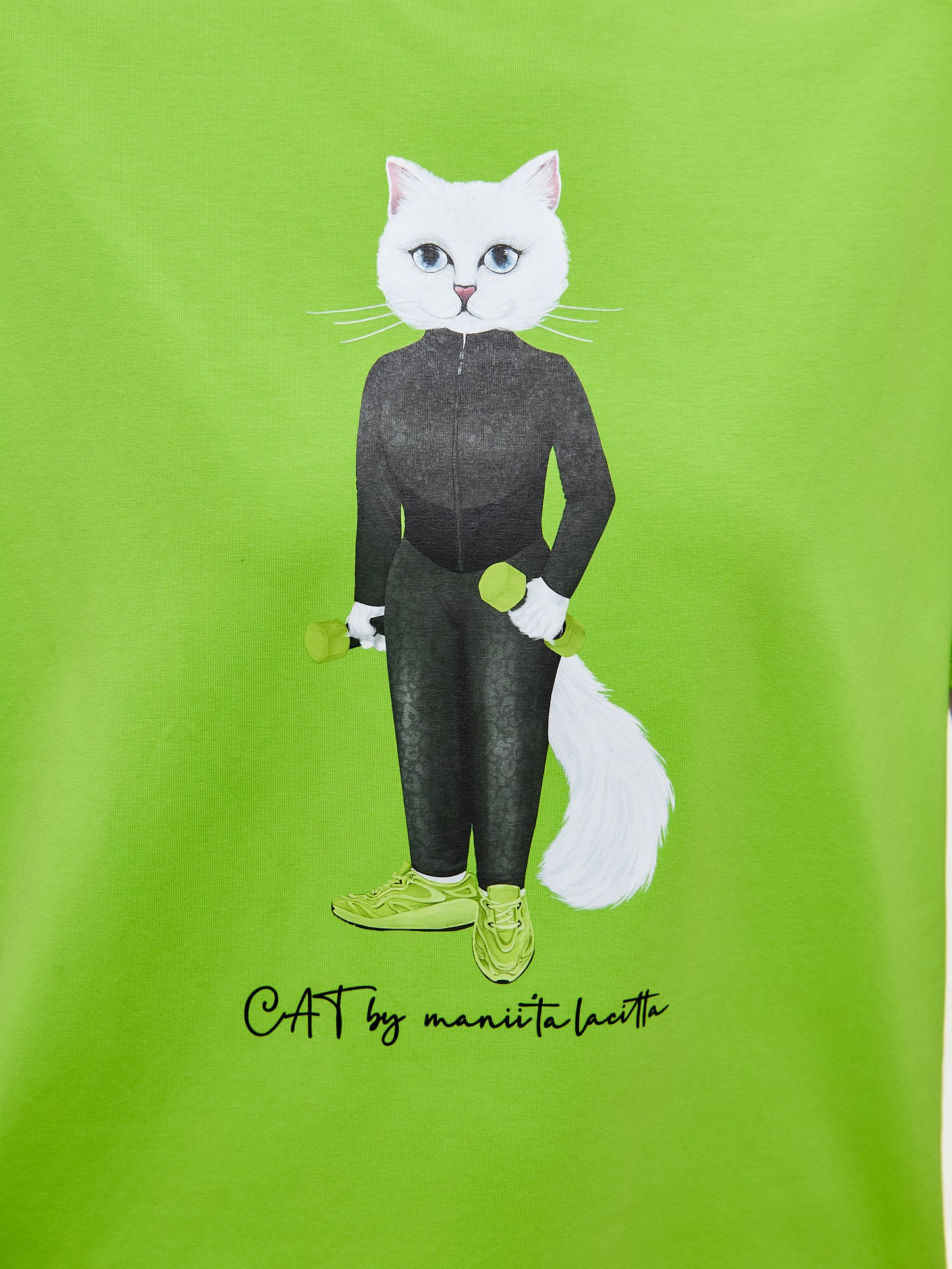 Green Printed short oversized T-shirt SPORT CAT - T-shirt