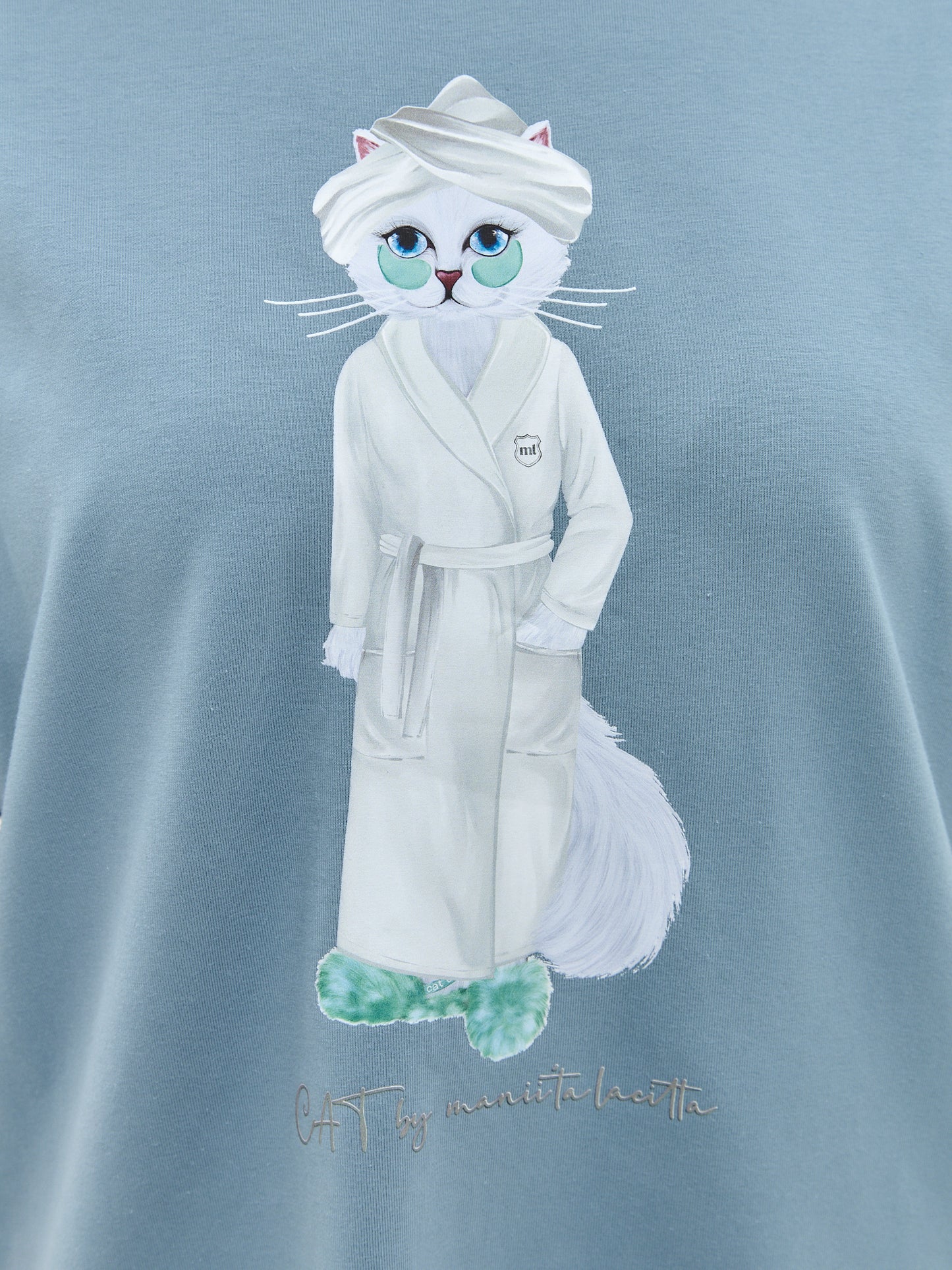 Beige bedrucktes übergroßes T-Shirt SPA CAT