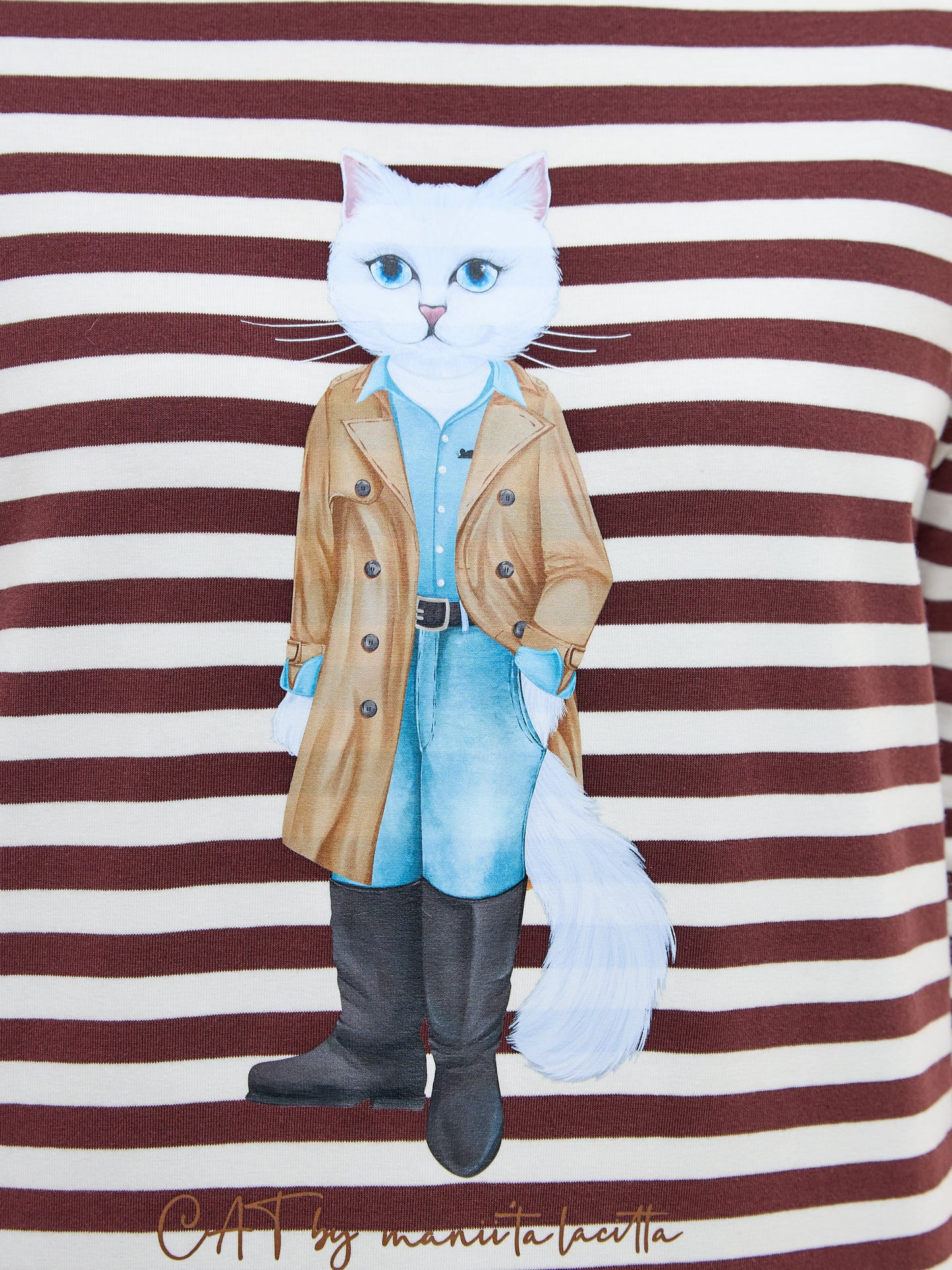 Brown Printed Longsleeve TRENCH COAT CAT