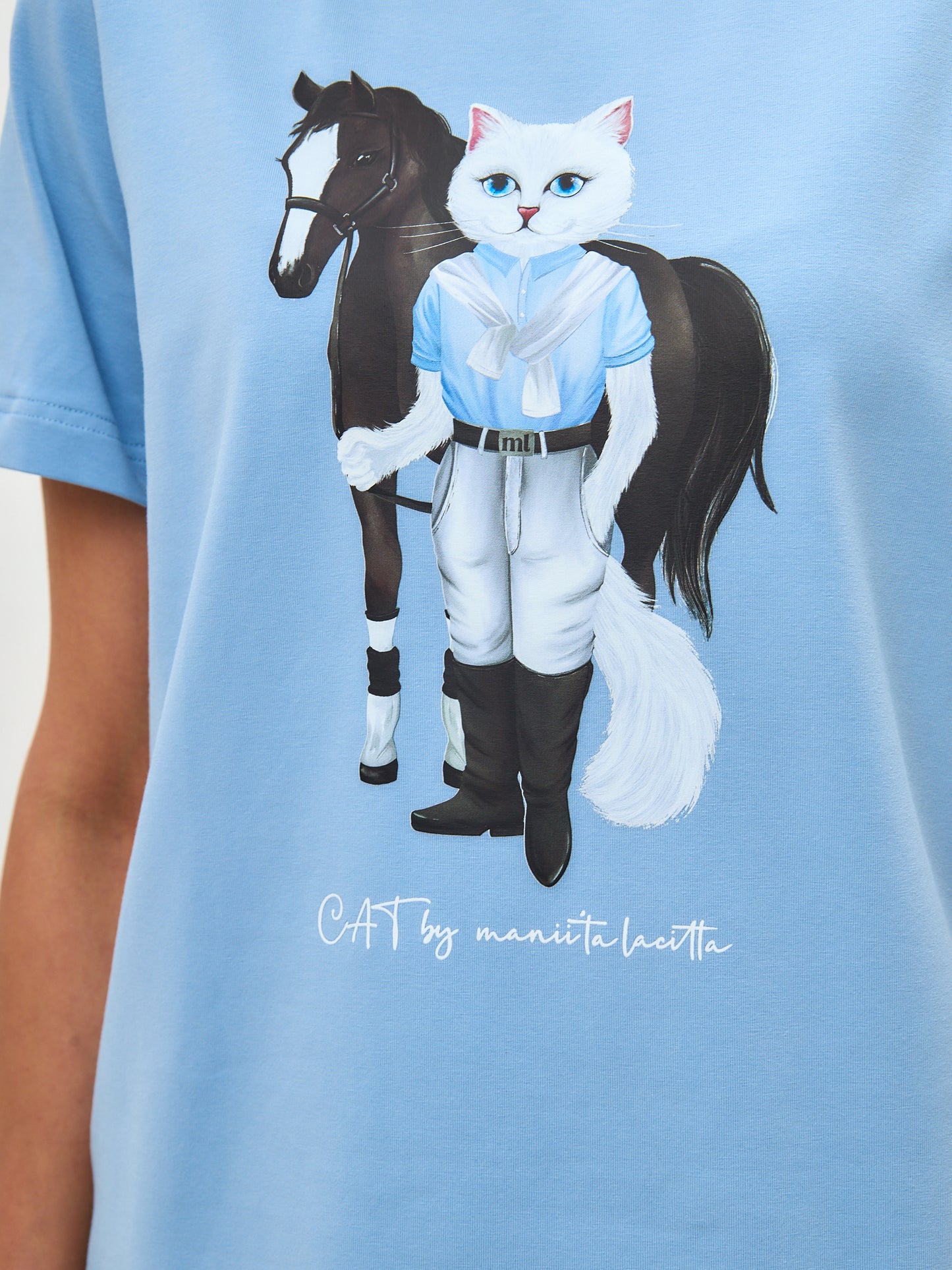 Blue Printed T-shirt RIDER CAT - T-shirt