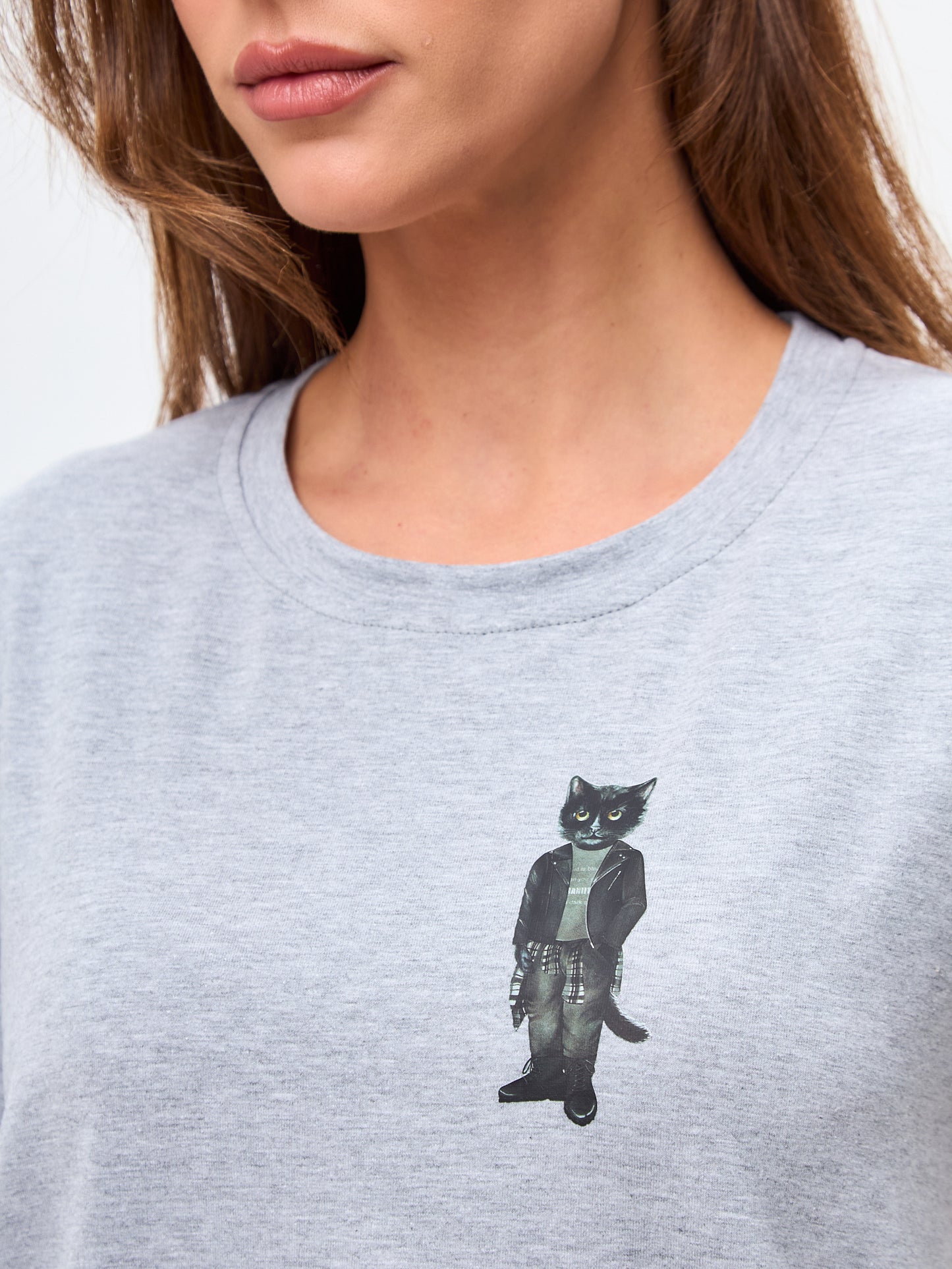 Grey Printed T-shirt ROCKER CAT