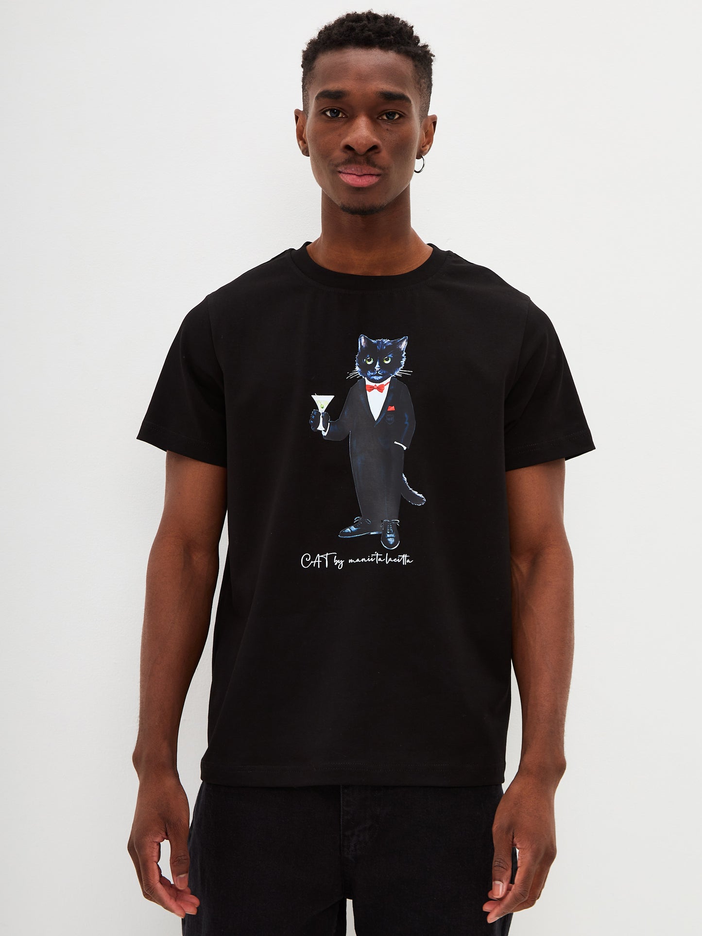 Black Printed T-shirt DANDY CAT - T-shirt