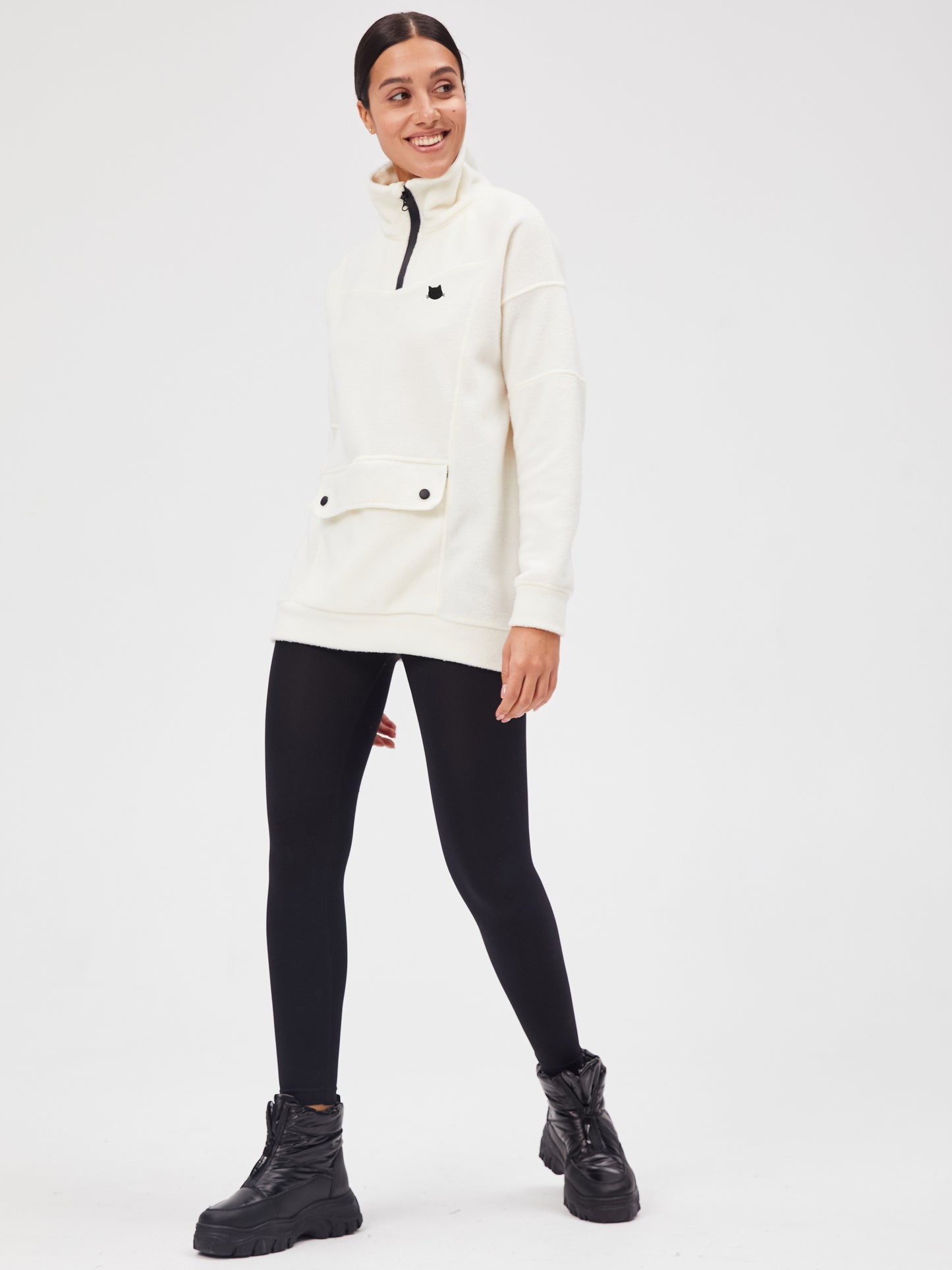 White Fleece sweatshirt - Fleece (recycled)