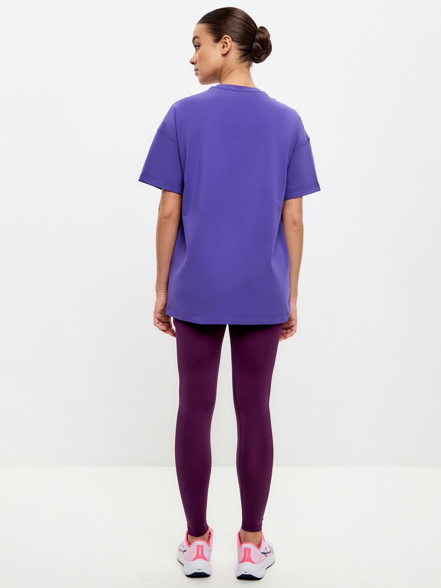 SPORT set: Purple women's leggins and t-shirt with Cat print