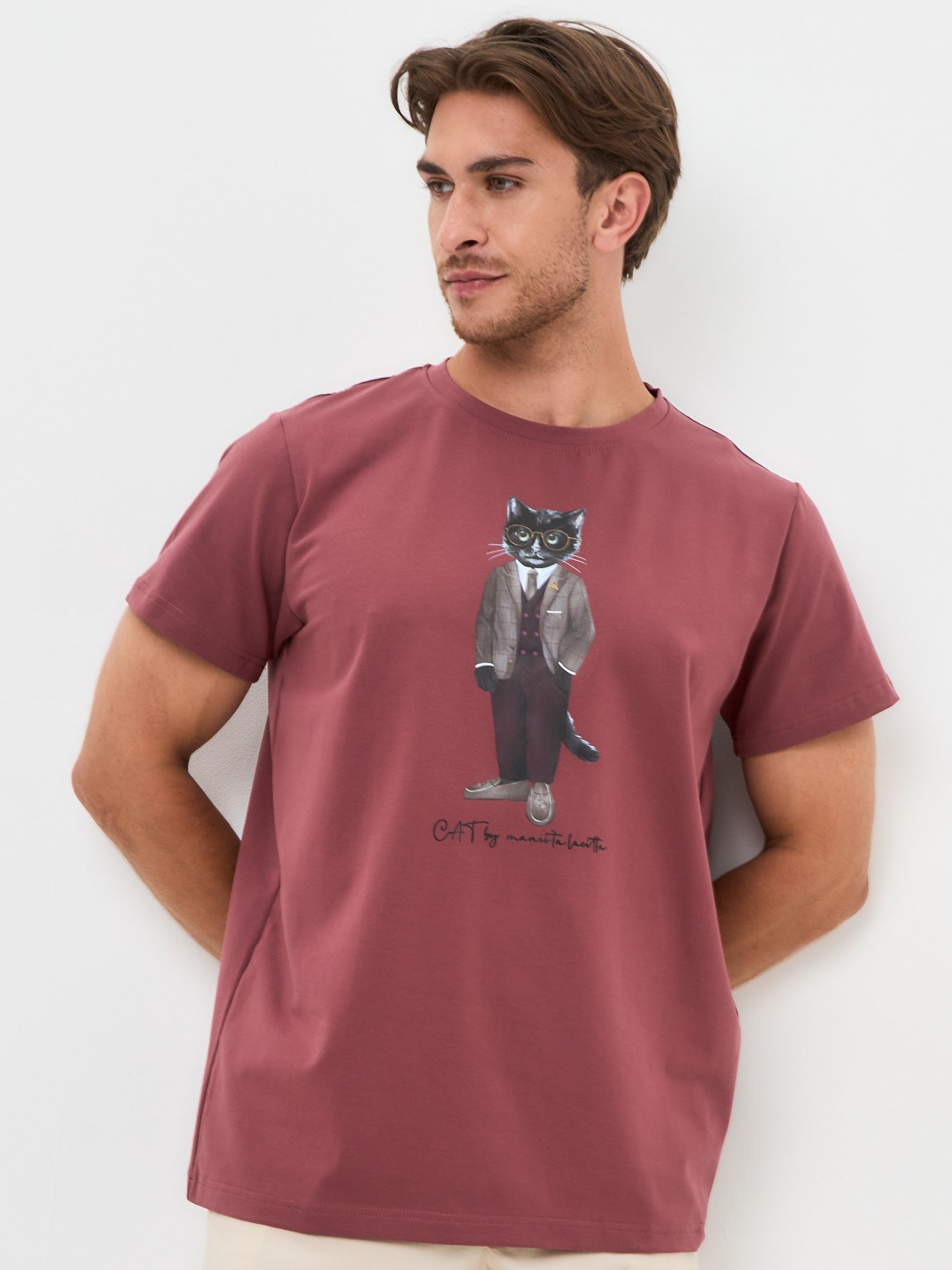 Red Printed T-shirt PROFESSOR CAT