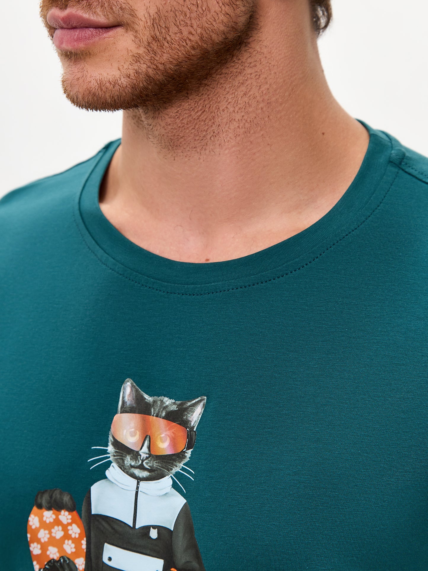 Blue Printed T-shirt SNOWBOARD CAT