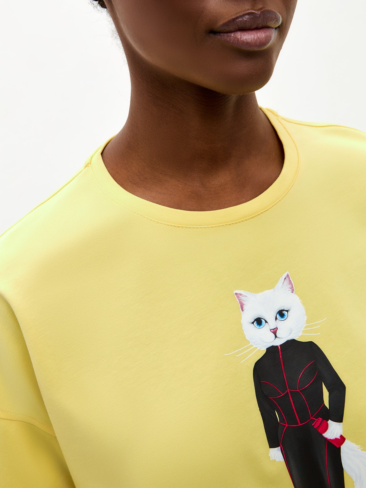 Yellow Printed short oversized T-shirt SPORT CAT