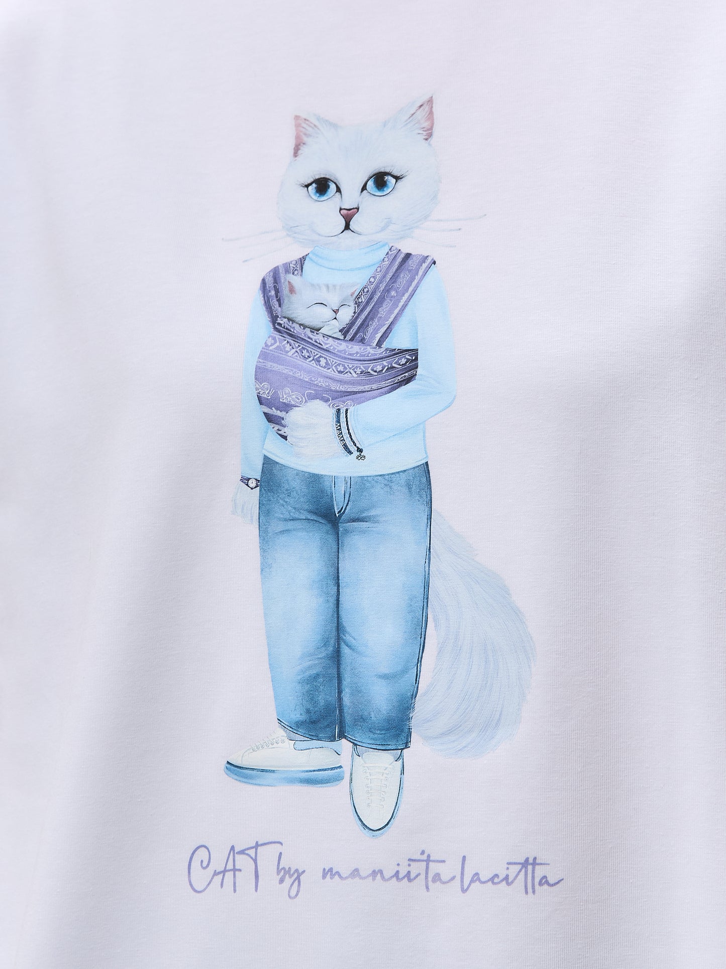 White Printed T-shirt MOTHER CAT