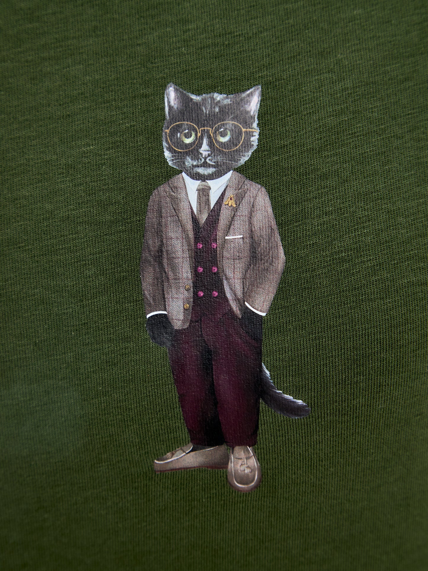 Rotes bedrucktes T-Shirt PROFESSOR CAT