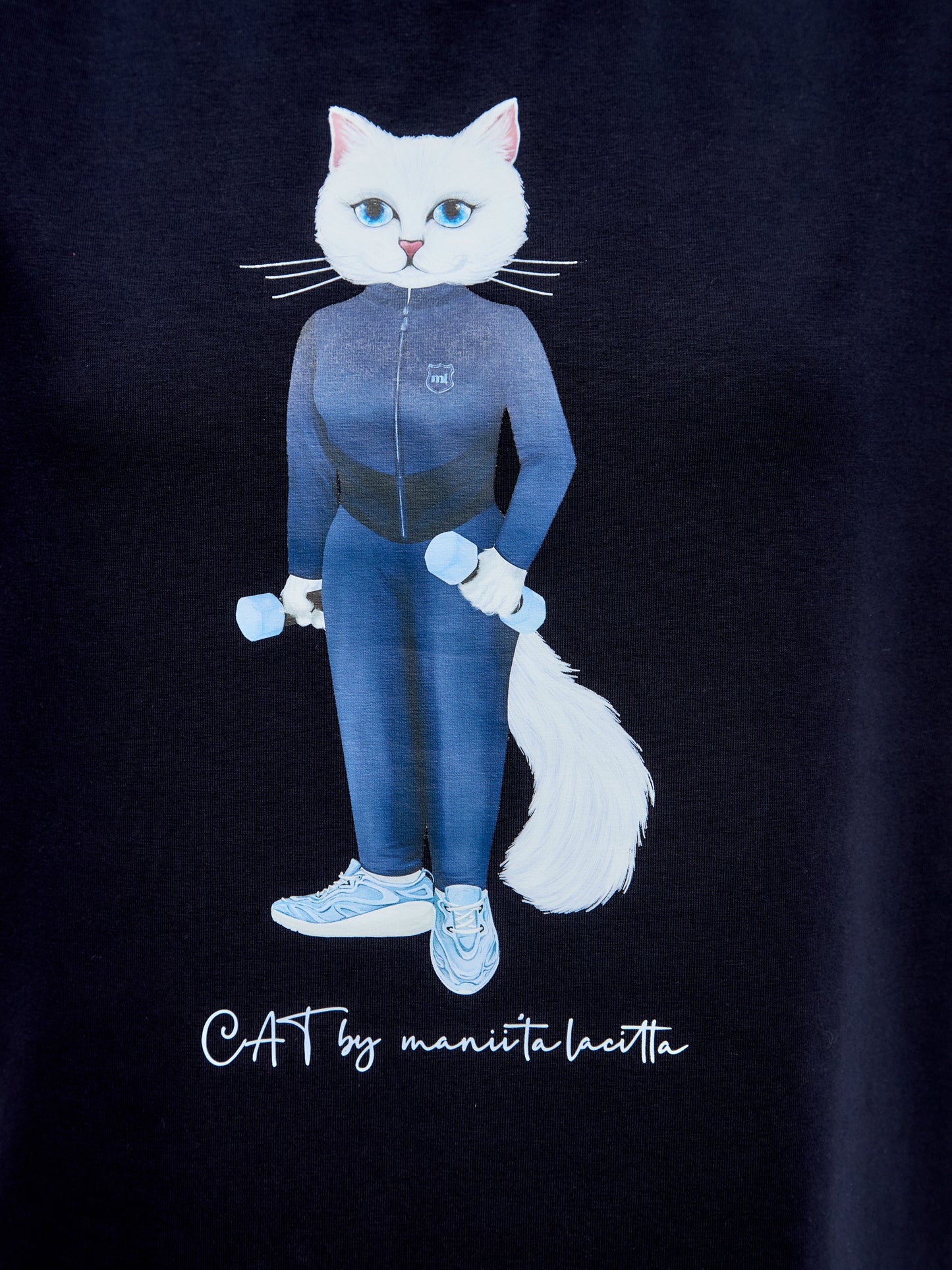 Blue Printed T-shirt SPORT WHITE CAT